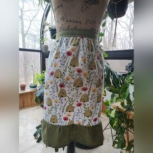 Handmade One of a kind, half apron, size small. Honeycomb, flower pattern.